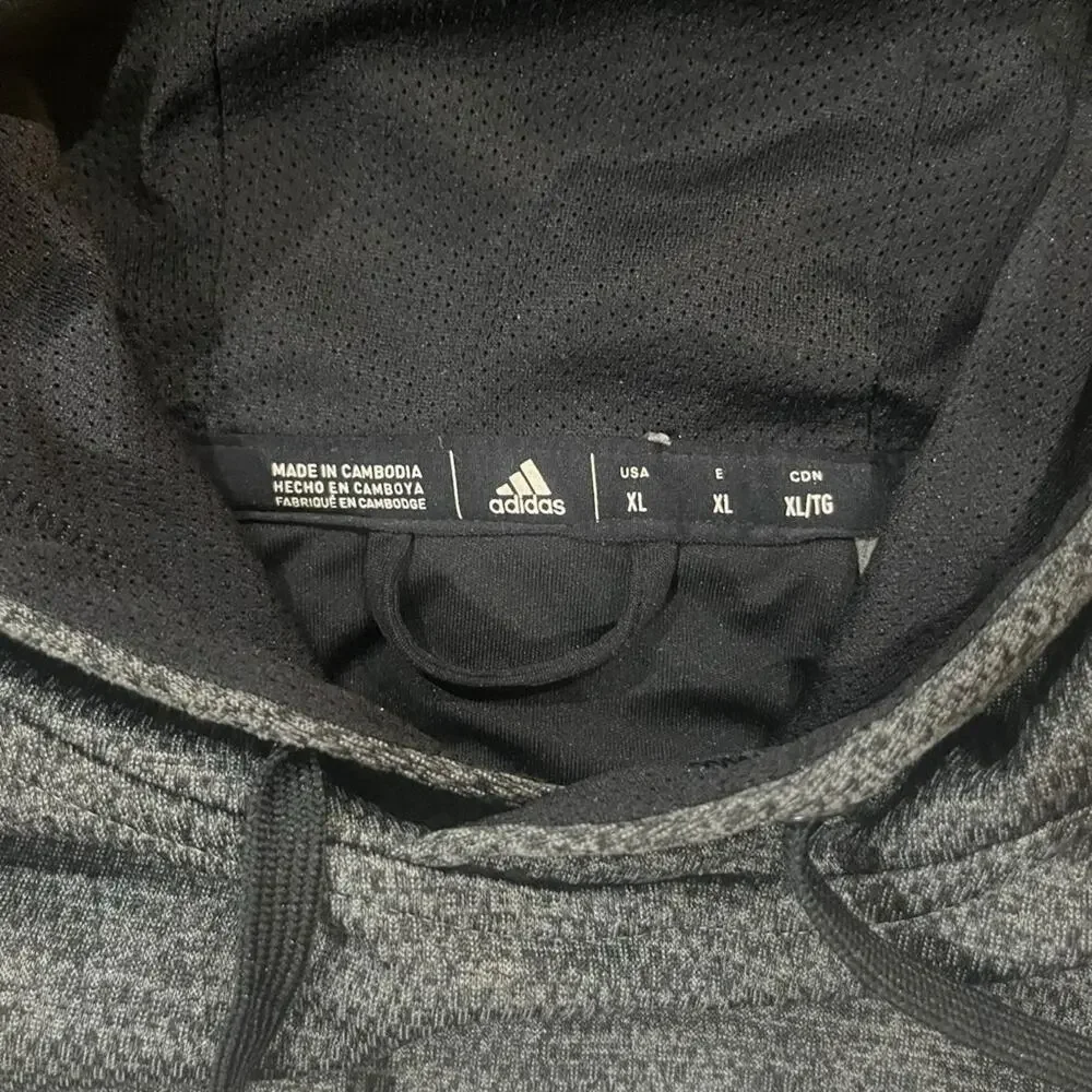Adidas Mens Size XL Dark Gray Pullover Hoodie With White Logo Outline Climawarm